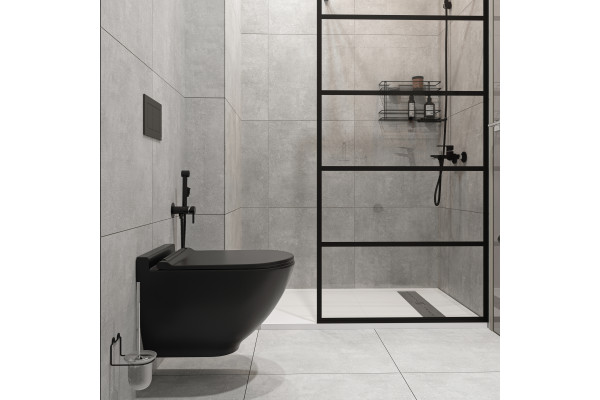 Душевая перегородка STWORKI Кронборг LOFT-GW- 85х220 85 см, профиль черный матовый
