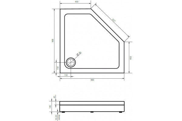 Поддон для душа STWORKI Копенгаген 90x90, с сифоном и экраном