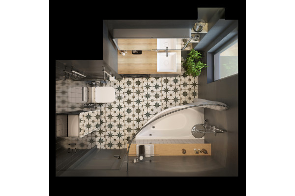 Акриловая ванна STWORKI Лунд L 150x75 см, угловая, с каркасом, асимметричная