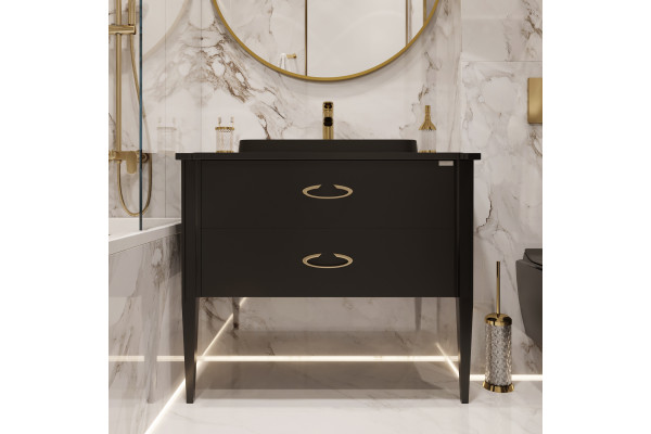 Тумба с раковиной STWORKI Luna 100 black matt