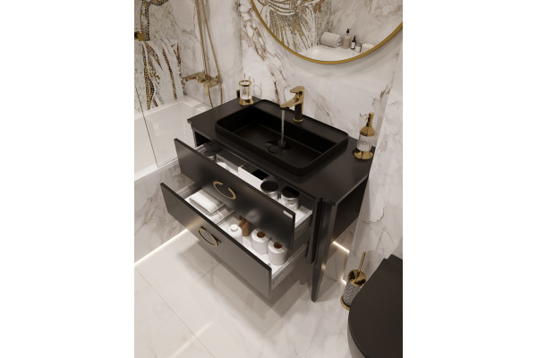 Тумба с раковиной STWORKI Luna 100 black matt