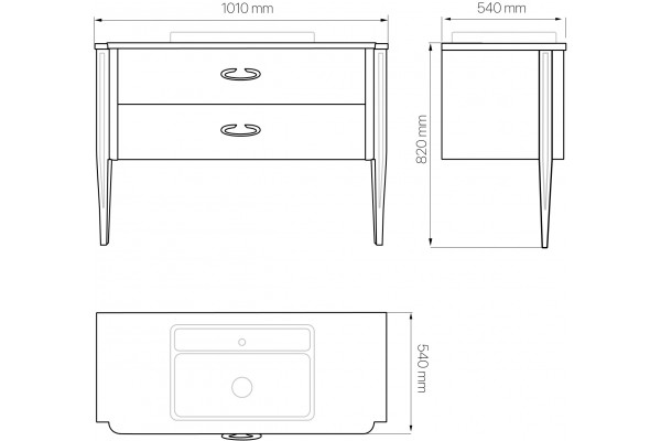 Тумба с раковиной STWORKI Luna 100 white