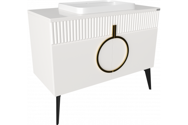 Тумба с раковиной STWORKI Valisso 105 white, золотые ручки