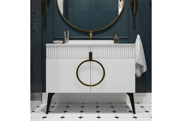 Тумба с раковиной STWORKI Valisso 105 white, золотые ручки