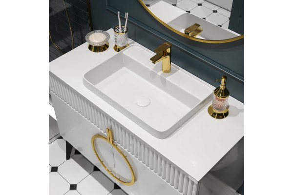 Тумба с раковиной STWORKI Valisso 105 white, золотые ручки