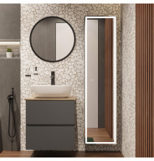 Мебель для ванной STWORKI Колдинг 60 антрацит, с раковиной 50 Square, столешница орех матовый
