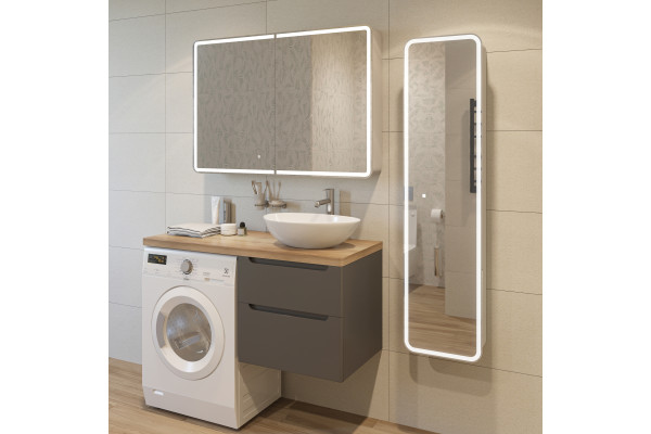 Тумба с раковиной STWORKI Берген 60, серая со светлой столешницей 122, Moduo 55 Leaf, L