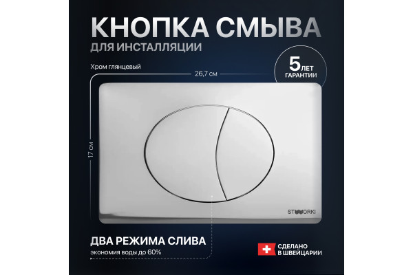 Кнопка смыва STWORKI 230822 хром глянцевый