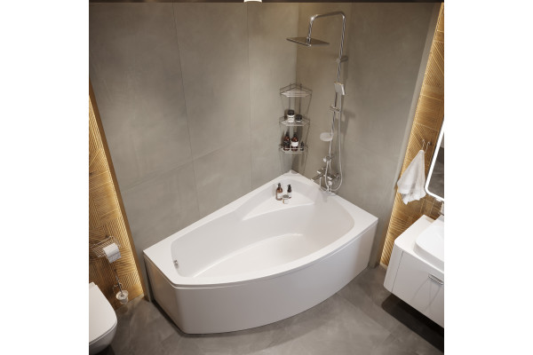 Акриловая ванна STWORKI Монтре R 170x105 см, угловая, с каркасом, асимметричная