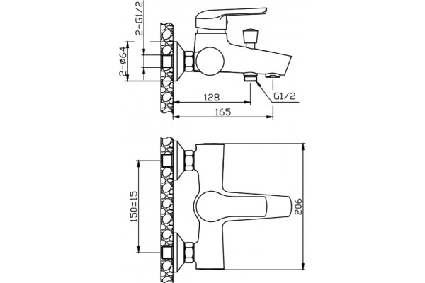 Смеситель для ванны с душем STWORKI Скаген SK-06cr