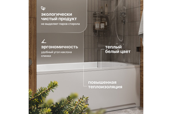 Акриловая ванна STWORKI Нюборг 150x75 см, с каркасом