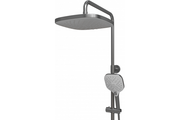 Комплект Акриловая ванна STWORKI Копенгаген KP19090 без опоры 190x90 см + Каркас 190 + Душевая стойка Ларвик HWB0502-P01GD вороненая сталь