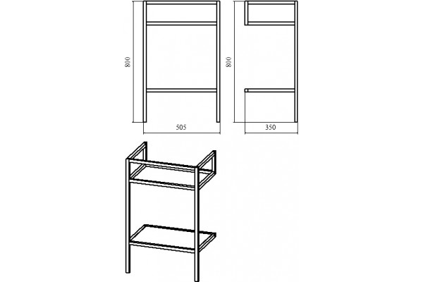 Консоль с раковиной STWORKI Эстфолл, 55, черный муар 11055-KL