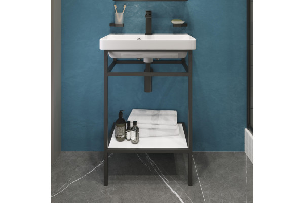 Консоль с раковиной STWORKI Эстфолл, 55, черный муар 11055-KL