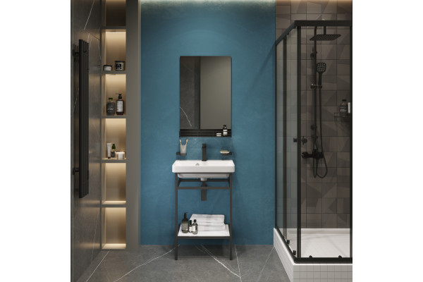 Консоль с раковиной STWORKI Эстфолл, 55, черный муар 11055-KL