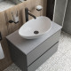 Тумба с раковиной STWORKI Колдинг 80, антрацит, с раковиной Moduo 55 Leaf, столешница серая матовая