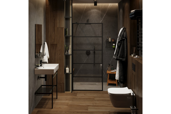 Душевая перегородка STWORKI Кронборг LOFT-GW- 120х220 120 см, профиль черный матовый