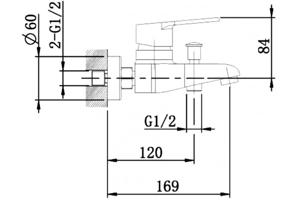 Смеситель для ванны с душем STWORKI Гётеборг GE-02cr