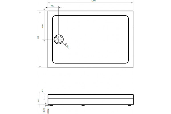 Поддон для душа STWORKI Эстерсунд 120x80, с сифоном