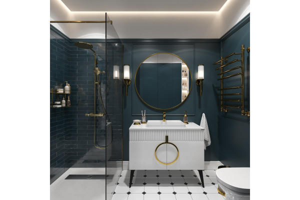 Мебель для ванной STWORKI Valisso 105 white, золотые ручки
