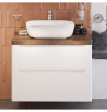Тумба с раковиной STWORKI Берген 80, белая с темной столешницей, Moduo 50 Square
