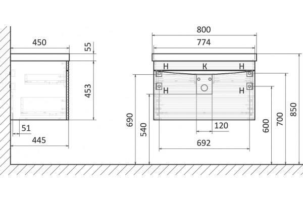Мебель для ванной STWORKI Хедмарк 80, антрацит