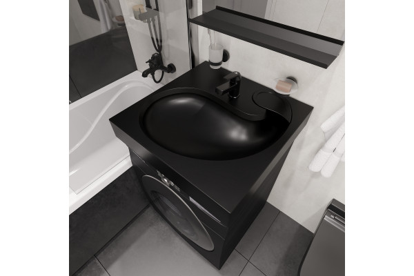 Раковина STWORKI Дублин RSDb600 60 см черная матовая, на стиральную машину