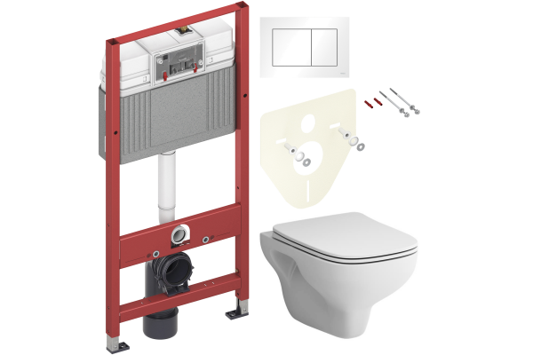 Комплект Унитаз подвесной AM.PM X-Joy S FlashClean C85A1702SC с микролифтом, белый + Инсталляция TECE Base 9400413 4 в 1 с кнопкой смыва