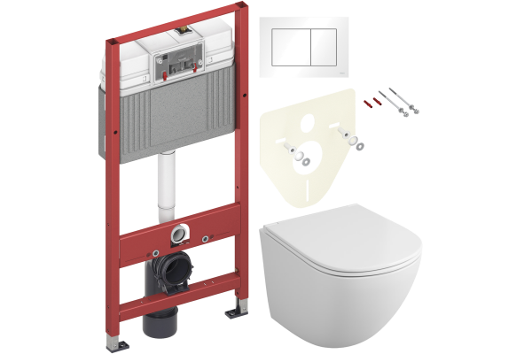Комплект Унитаз подвесной Owl 1975 Vind TOWLT190302 безободковый + Инсталляция TECE Base 9400413 4 в 1 с кнопкой смыва