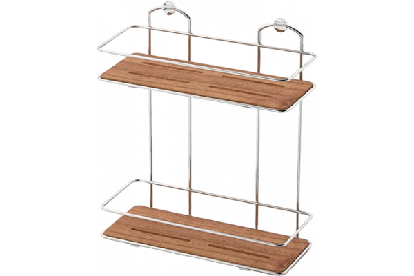 Полка Tekno-tel BK BK076P 2 яруса, хром, светлое дерево