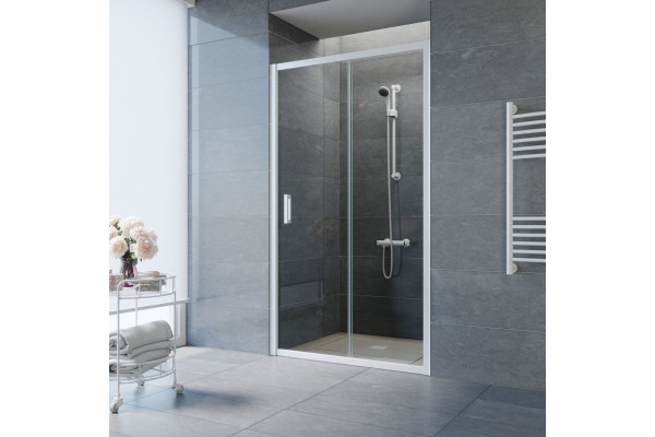 Душевая дверь в нишу Vegas Glass ZP NOVO 155 01 01 155 см, профиль белый, стекло прозрачное