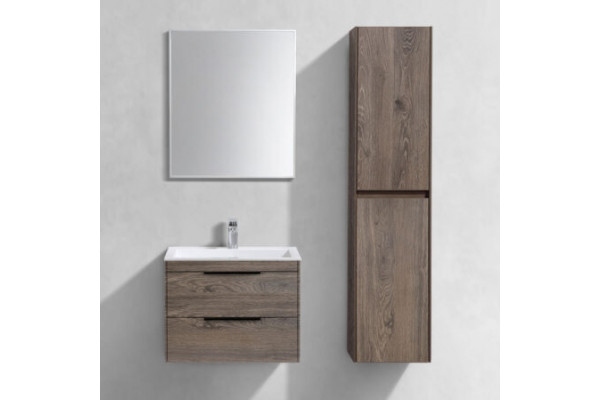 Мебель для ванной Vincea Chiara 2D 60, 2 ящика, темный дуб, с белой раковиной