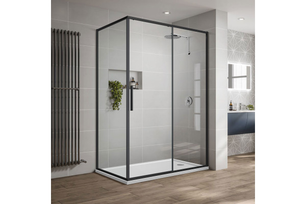 Душевой уголок Vincea Slim-U VSR-2SU9012CLB 120x90 см, профиль матовый черный, стекло прозрачное