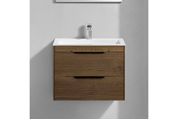 Тумба с раковиной Vincea Chiara 2D 60, 2 ящика, дуб табак, с белой раковиной