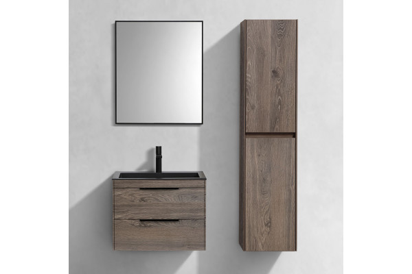 Мебель для ванной Vincea Chiara 2D 60, 2 ящика, темный дуб, с черной раковиной