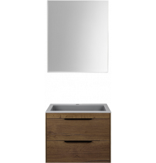 Мебель для ванной Vincea Chiara 2D 60, 2 ящика, дуб табак, с серой раковиной
