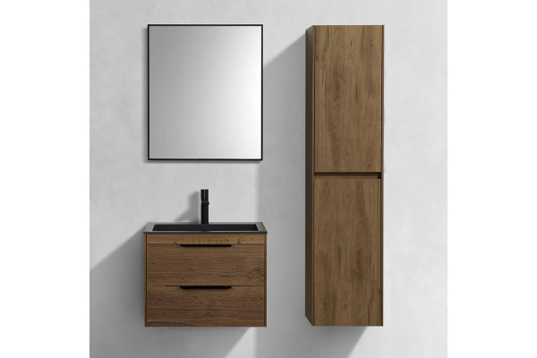 Мебель для ванной Vincea Chiara 2D 60, 2 ящика, дуб табак, с черной раковиной