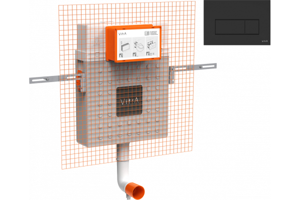 Смывной бачок скрытого монтажа VitrA V12 762-1740-01 + Кнопка смыва VitrA Root Square 740-2311 черная матовая