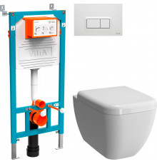 Комплект Унитаз подвесной VitrA Shift 7742B003-0075 с микролифтом + Крышка-сиденье NKP Dolce 0406 с микролифтом + Инсталляция 800-2012 с кнопкой смыва, белая
