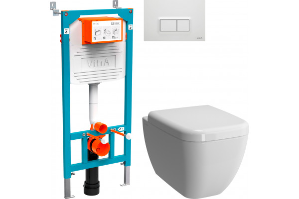 Комплект Унитаз подвесной VitrA Shift 7742B003-0075 с микролифтом + Крышка-сиденье NKP Dolce 0406 с микролифтом + Инсталляция 800-2012 с кнопкой смыва, белая