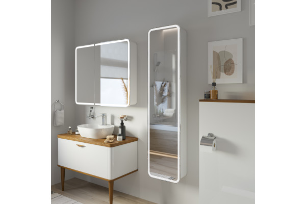 Тумба с раковиной VOQ Maestro 100 ultra white&natural walnut