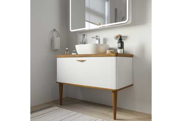Мебель для ванной VOQ Maestro 100 ultra white&natural walnut