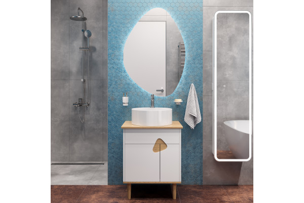 Тумба с раковиной VOQ Sense 60, ultra white&natural oak