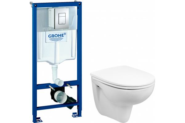 Комплект Унитаз подвесной Wanfald Lauta 47302100005 белый + Инсталляция Grohe Rapid SL 38772001 3 в 1 с кнопкой смыва