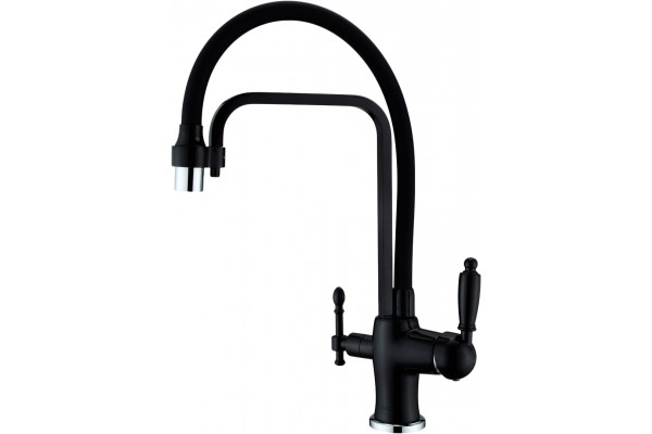Смеситель для кухни Zorg Sanitary ZR 342-6 YF Black с гибким изливом