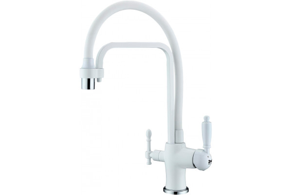 Смеситель для кухни Zorg Sanitary ZR 342-8 YF White с гибким изливом