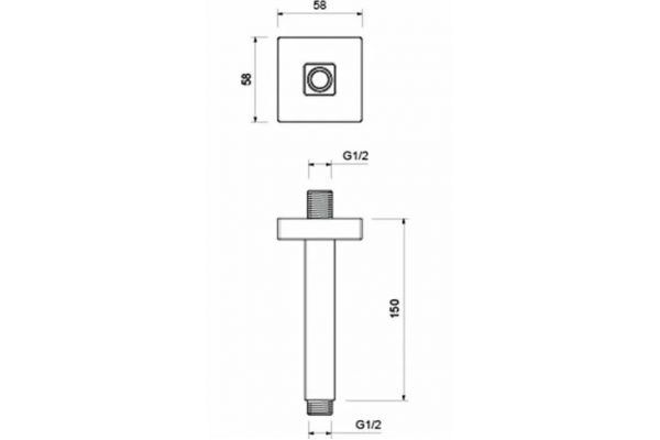 Держатель верхнего душа AQUATEK, потолочный, 150 мм, хром AQ2172CR