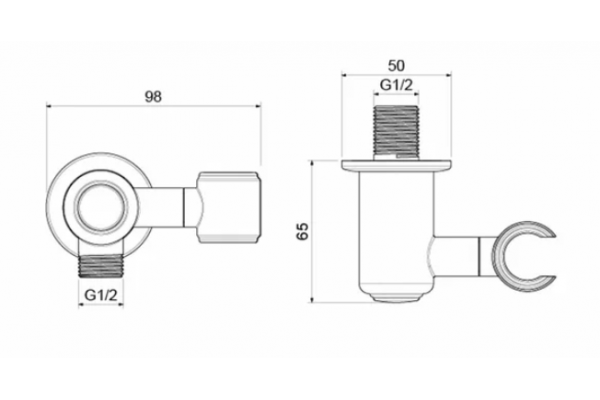 Шланговое подсоединение AQUATEK КЛАССИК, с держателем, хром AQ2462CR