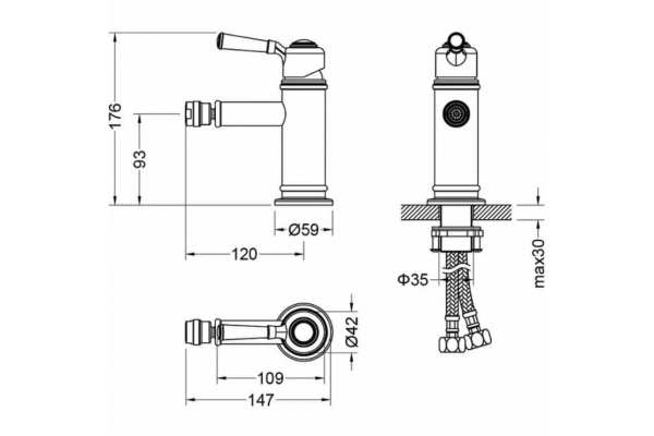 Смеситель для биде AQUATEK КЛАССИК, хром AQ1518CR