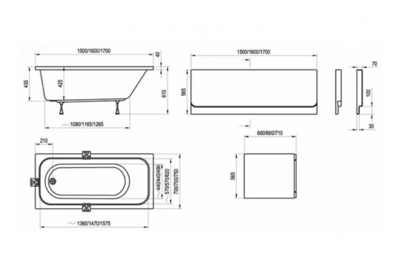 Акриловая ванна Ravak Sonata 170x75 C901000000